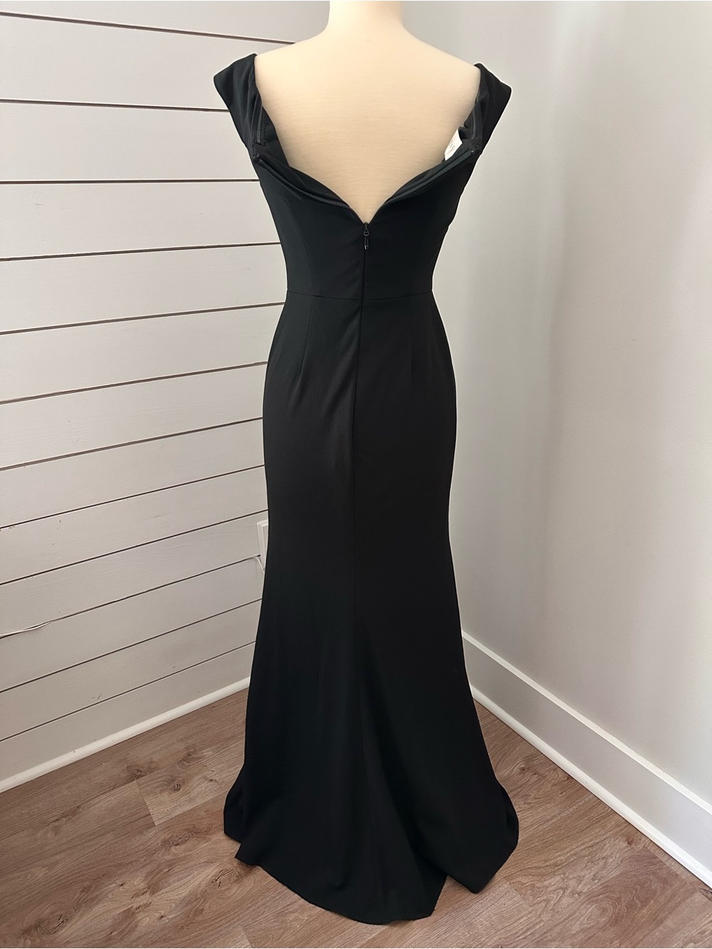 Azazie Nicolina Black Mermaid Boat Neck Stretch Crepe Formal Gown Dress Size A4 - Picture 8 of 11